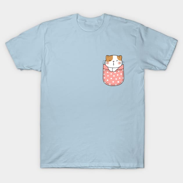 Cute Pocket Kitty V3 T-Shirt by Stupid Coffee Designs